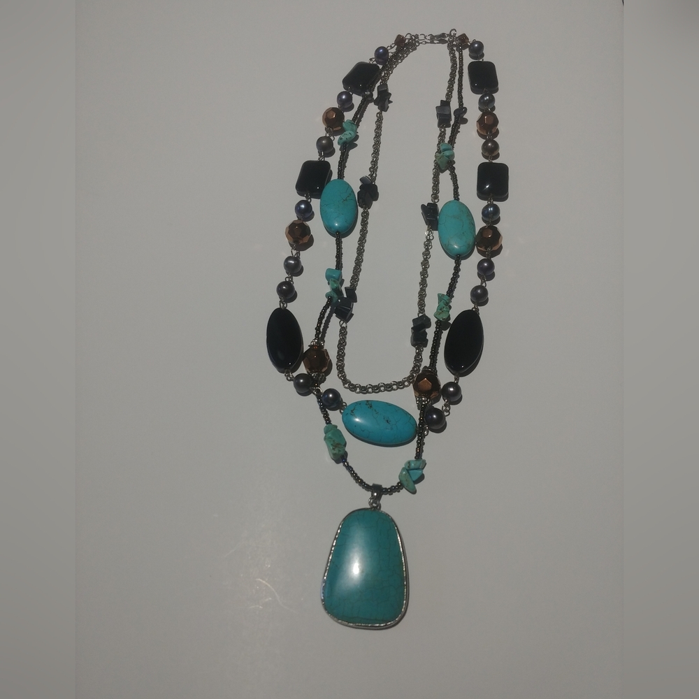 Turquoise and Black Beaded Necklace